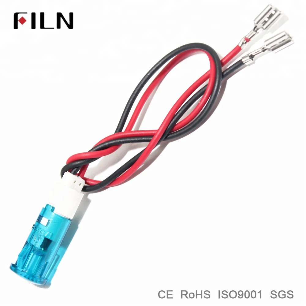 VDE 10mm panel red green led signal light Plastic indicator lamp 12v 24v with wire for water heater kitchen equipment