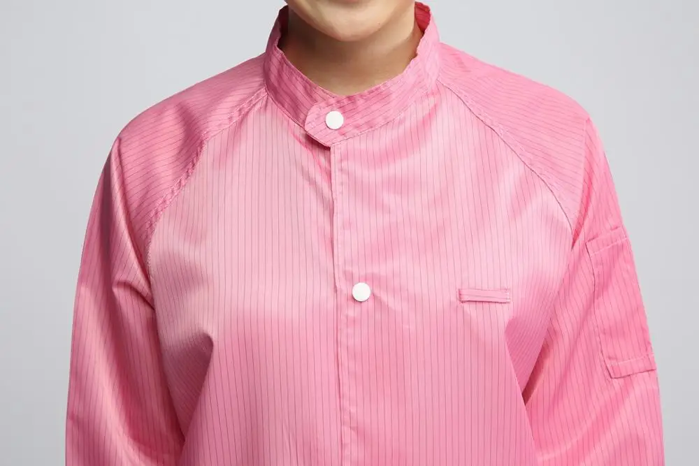 OEM 5mm stripe Polyester Cleanroom Use antI-static coverall anti-static ESD lab coat