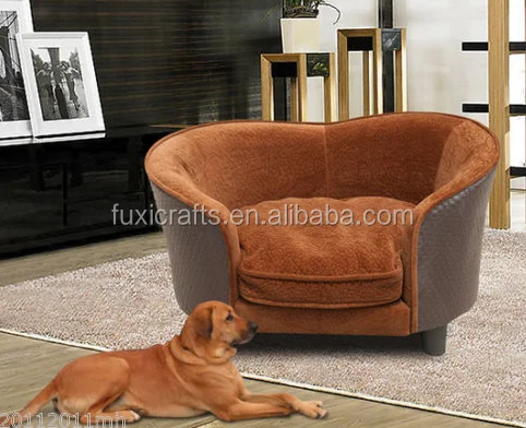 
PawHut Luxury Pet Sofa Bed Dog Cat Plush Couch Lounge w/ Cushion Brown 