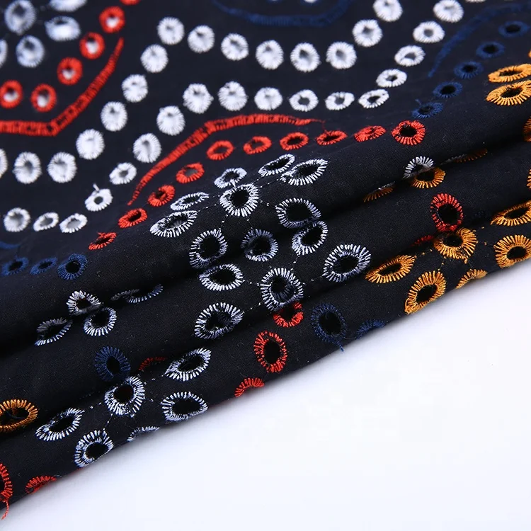 Фабричная дешевая оптовая продажа, хлопковая вуаль с зубчатыми ушками, сетчатая ткань с вышивкой, Модная трикотажная ткань с индивидуальным цветом, TUV