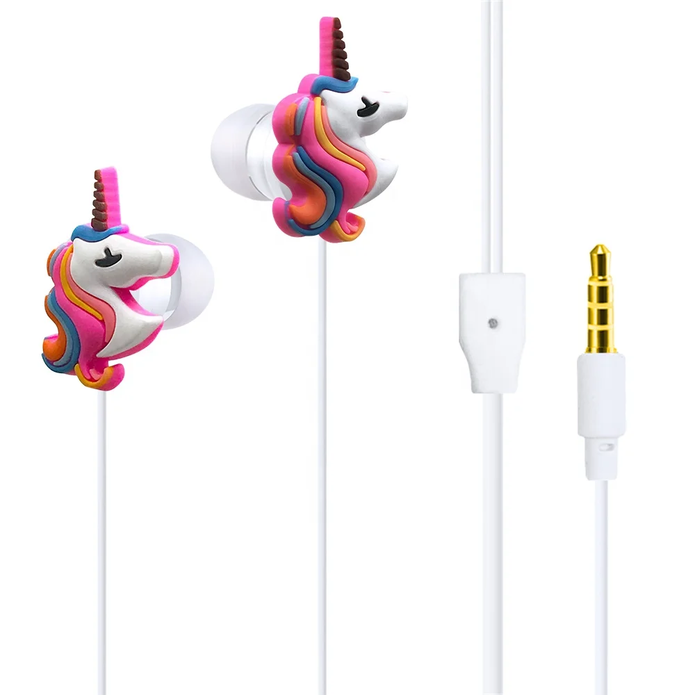 
Wholesale Red Unicorn 3.5mm Cartoon Silicone In-Ear wired earphone 