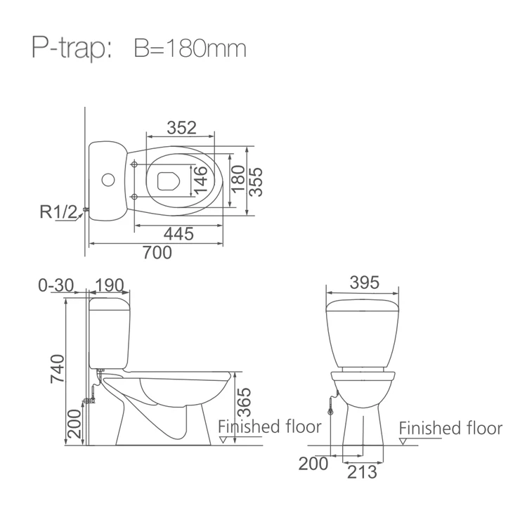 HUIDA Бестселлер заводской круглый п-ловушка для мытья 2 штуки закрытый туалет по низкой цене