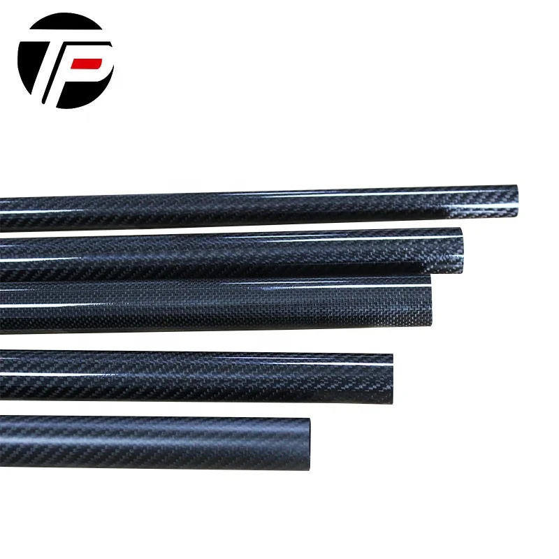 Wholesale customized large diameter glossy twill 3 k full carbon fiber tube
