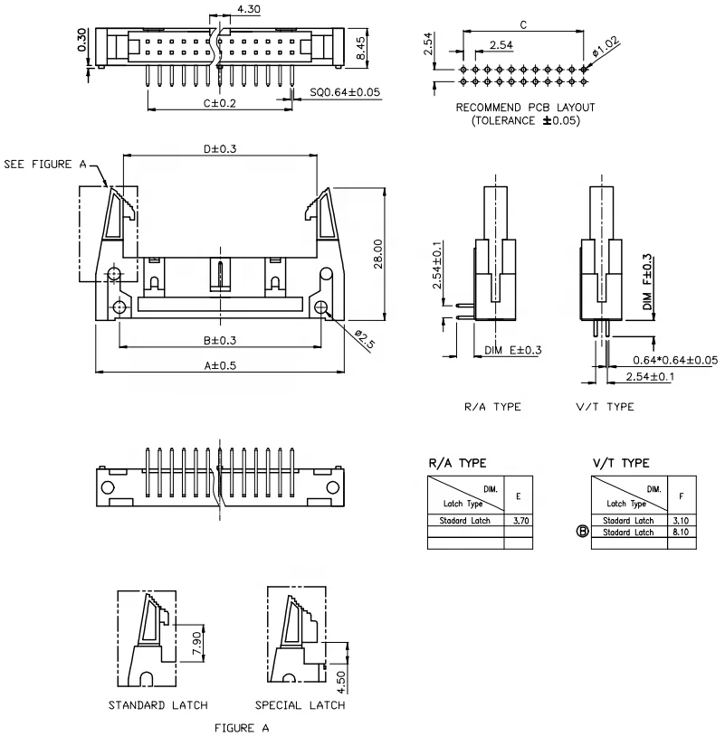 
14P Right angle shrouded box header connector 