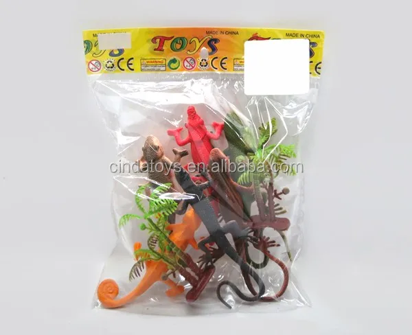 6 Assorted Plastic PVC Toy Promotional reptiles set Incredible Creatures Bearded Dragon