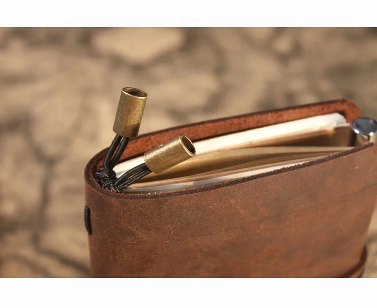 Fashion Gift Elastic Band Travel Vintage Real Leather Journal Diary Notebook