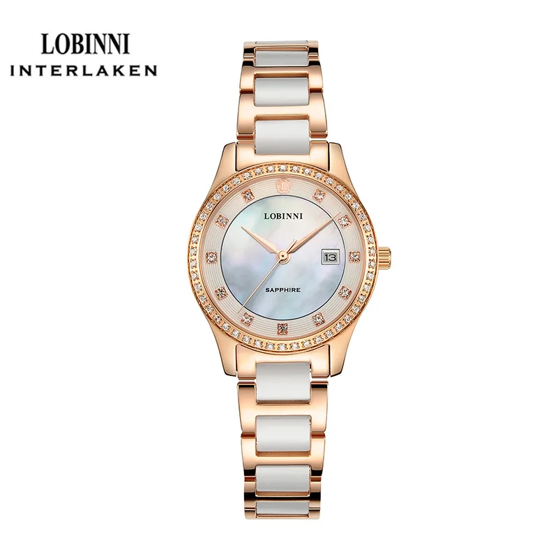 Lobinni 2005L 12С/24 часа в сутки женские модные часы Бизнес Роскошные Брендовые Часы для женщин 2019 нержавеющая сталь Керамика указатель