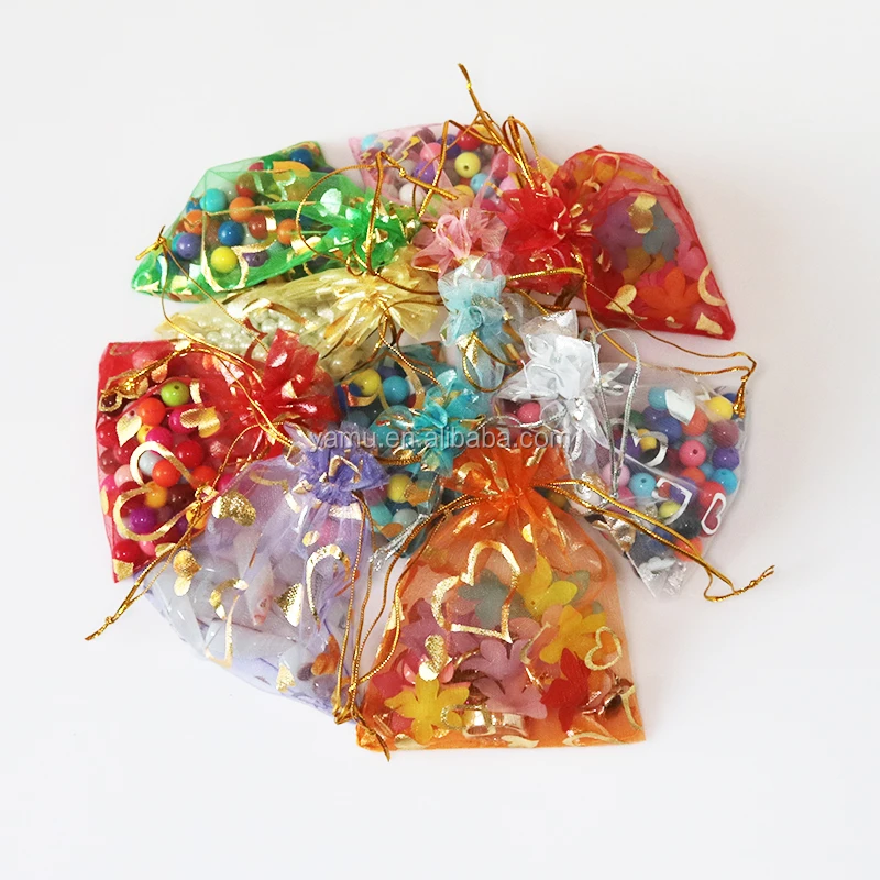 Customized colorful Drawstring jewelry gift Cheap organza gift bag