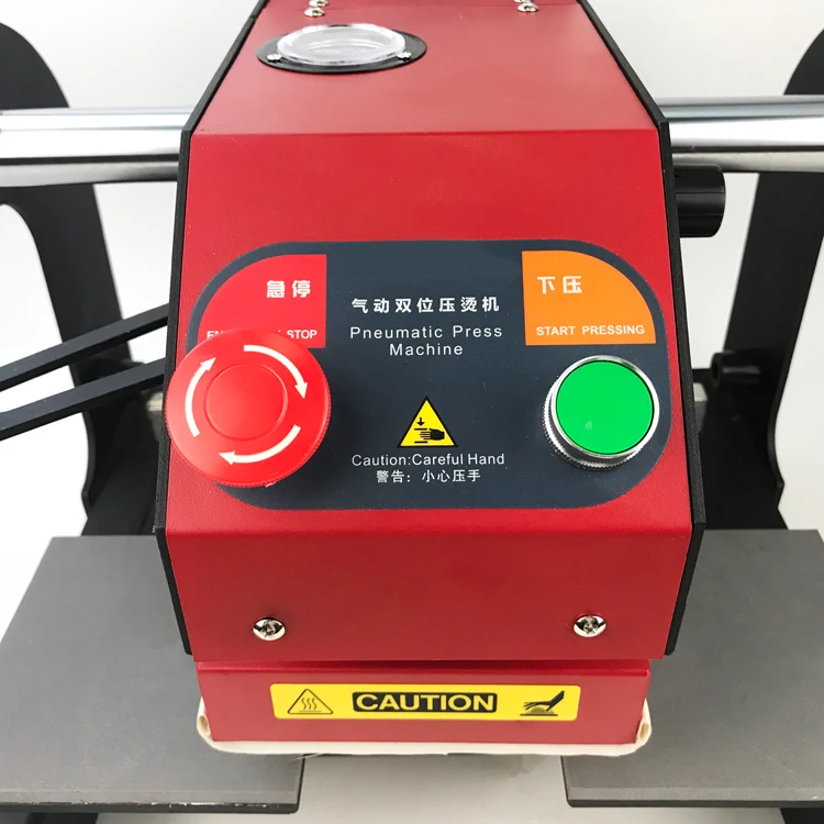 15*15 Pneumatic Heat Press Machine with Double Working Station for Small Logo