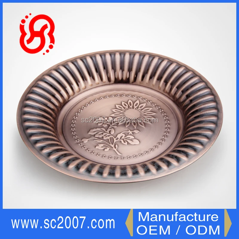 Gold Silver Bronze Pewter Dinner Serving Tray Sunflower Dish Stainless Steel Tray