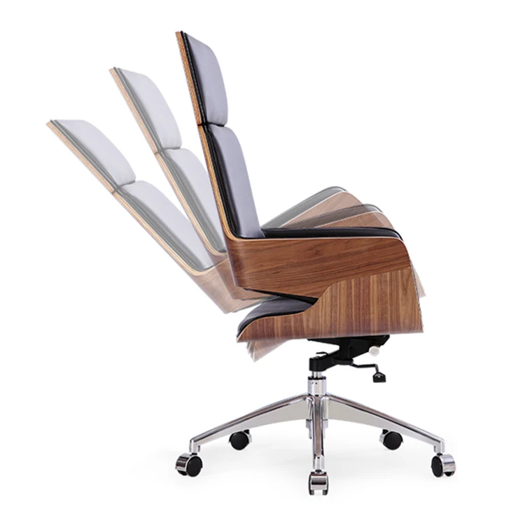 HE512 Foshan Modern Genuine Leather Designer Wood Arm Office Director Aviator Chair Executive
