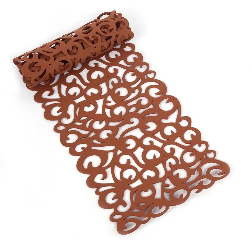 Factory Custom Made Eco-Friendly Table Decoration Mats Laser Cut Rectangle Felt Table Runner