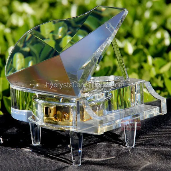 Миниатюрное пианино с синими кристаллами для украшения