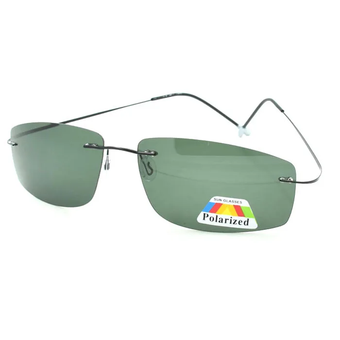 2025 high quality STOCK Men frameless pilot Titanium arms super light unique sunglasses Polarized UV400