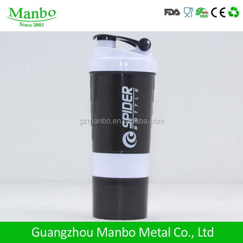 Latest Design BPA Free Plastic Three Layer 304 Steel Mixing Ball Smart Gym Powder Shaker Jar