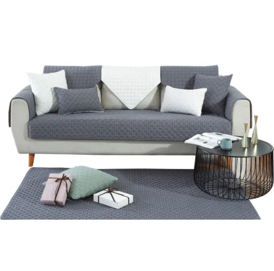 Charmcci 600213 Decorative l shape sofa cover cushion set design high quality leather satin 3 places living room printed