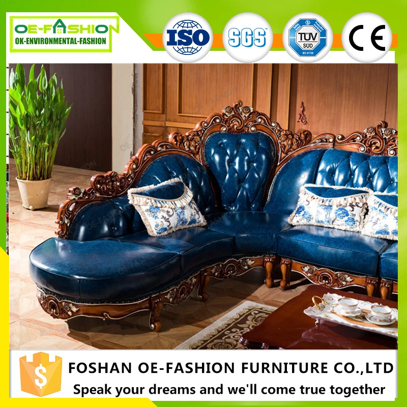 Solid wood carving corner living room sofa in the home furniture