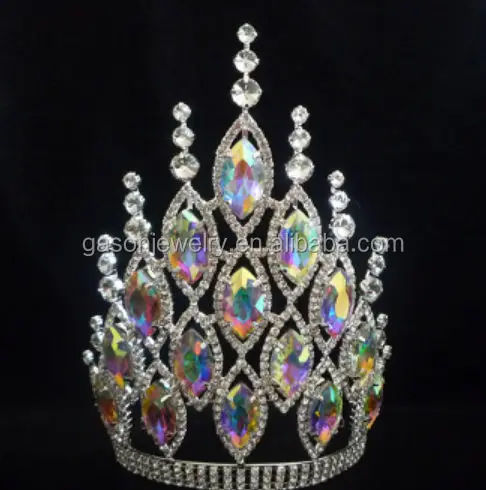 Free Customized All Sizes Beauty Ab Crystal Pageant Bridal Crowns Wedding Princess Queen Winner Tiaras