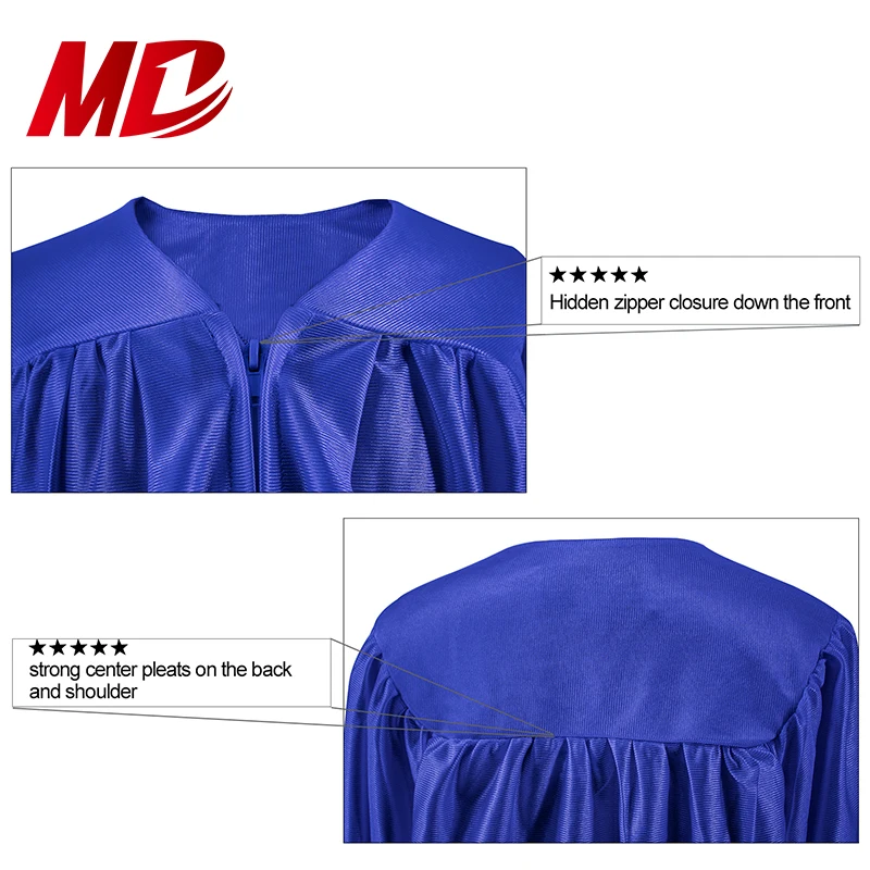 Royal Blue Shiny High School Graduation Gowns and Caps