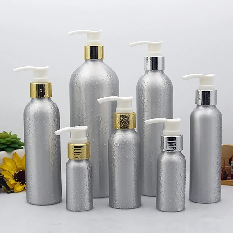 IBELONG Wholesale 30ml 50ml 100ml 120ml 150ml 250ml 500ml 1 Liter Empty Aluminum Lotion Bottle With Hand Pump Sprayer