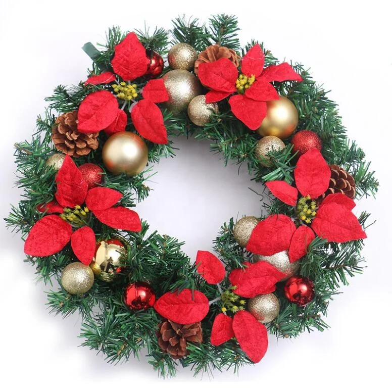 
Traditional Plain PVC Christmas Wreath artificial pine wreath soft needles diameter 50 cm 