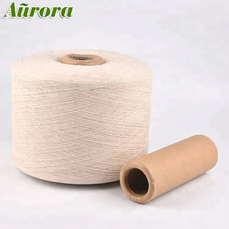 Hot sale bleached high tensile strength polyester weaving yarn NE18/2 recycled cotton blended yarn