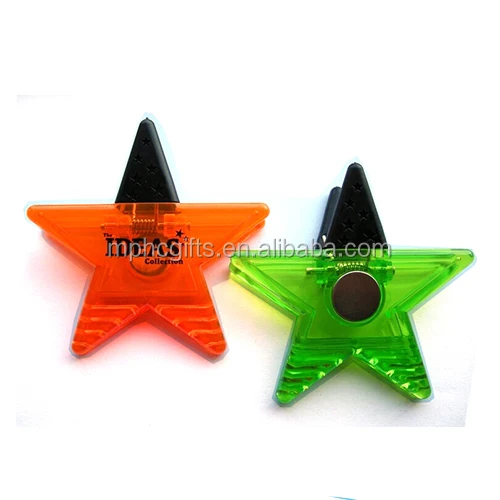 
Star Shaped Transparent Plastic Memo Clip with magnet 