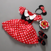 Retail Minnie Mouse Dress Mini Mouse Costume Ballet Tutu Dress+Ear 2-9Y 80-160cm girls chiffon dress