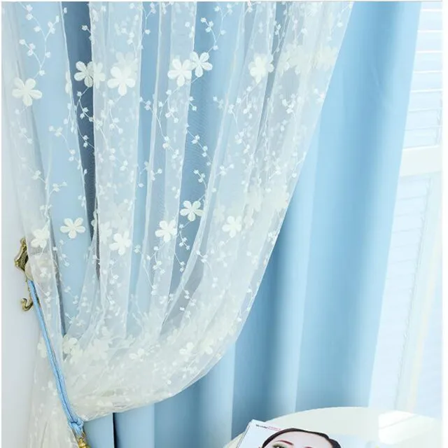 Window Curtains and Transparent Natural Sheer Embroidered Flower Newest Arrival Lace 100% Polyester French Window Grommet Modern