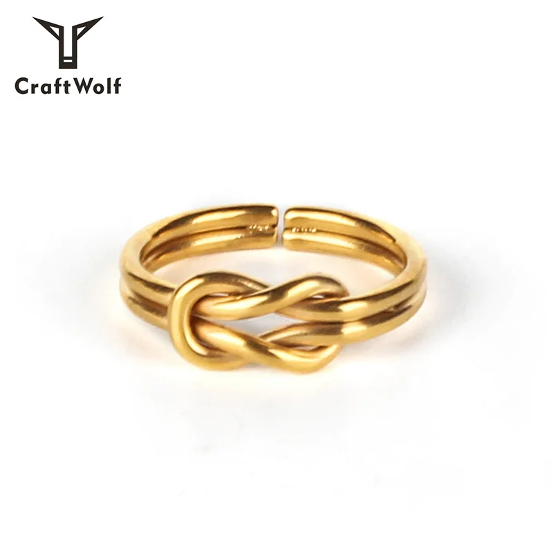 Craft Wolf Fashion Minimalist Jewelry hand made men women custom Vintage silver gold twisted stainless steel finger ring