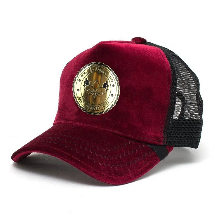 Шляпа-тракер из бархата с металлической пластиной и логотипом на заказ