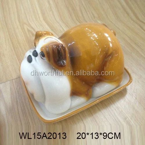 Cute cow shaped ceramic bread plate,ceramic butter dish with lids