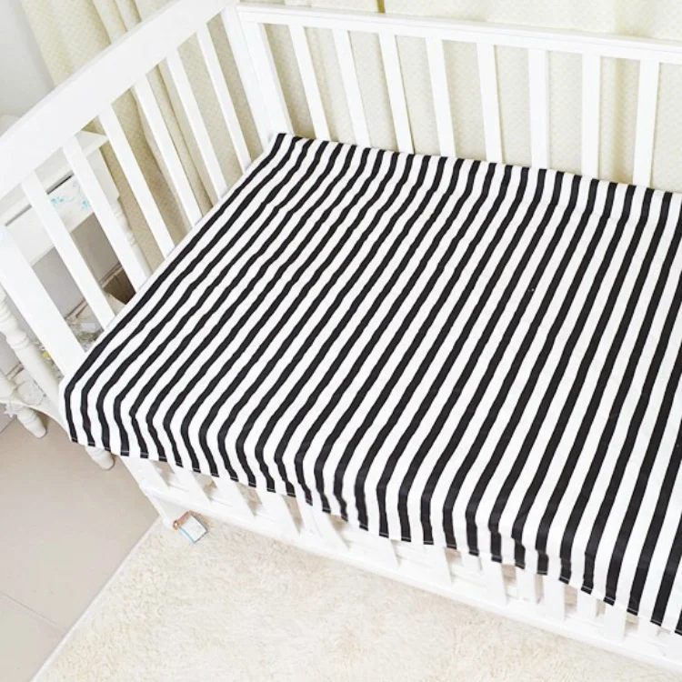 
Amazon Hot Sale Crib Mattress Set Printed Woven Cotton Flat Sheets Baby Bed Linen Gift 