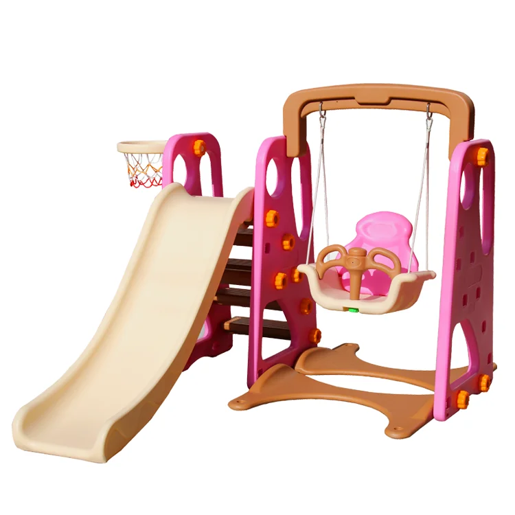 Combination Colorful Baby Kids Home indoor Plastic Slide and Swing Chair Play for sale