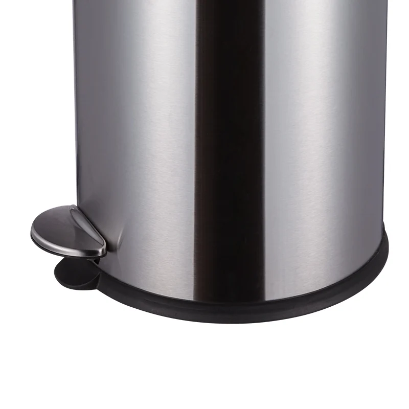 Stainless Steel Round Shaped Dustbin 12L Step Bin Indoor Kitchen Using Waste Bin Outdoor Rubbish Bin With Soft Closing