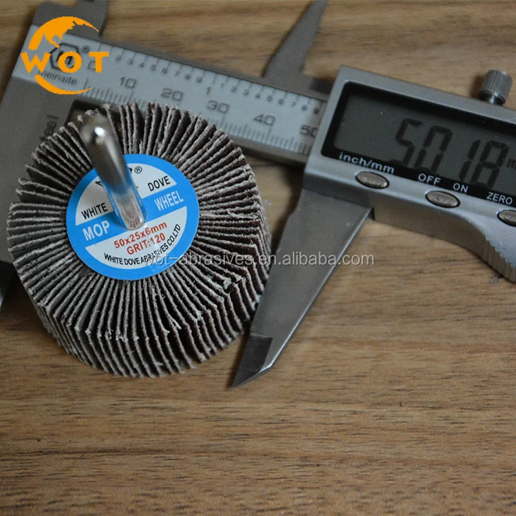 China Manufacture Grinding Wood 25x25x6mm Abrasive flap wheel with shaft