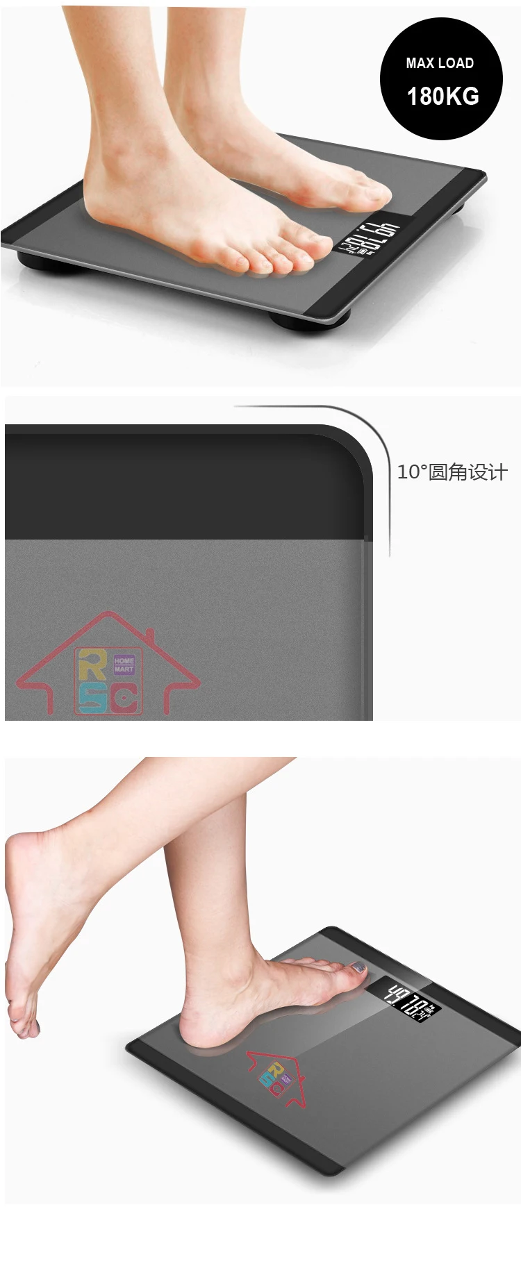 Цифровой Вес тела весы для ванной комнаты с закаленное стекло легко читать весовая шкала