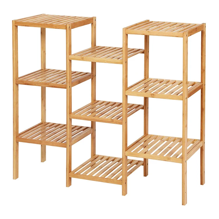 3 tier assemble bamboo wood garden pot rack flower plant stand