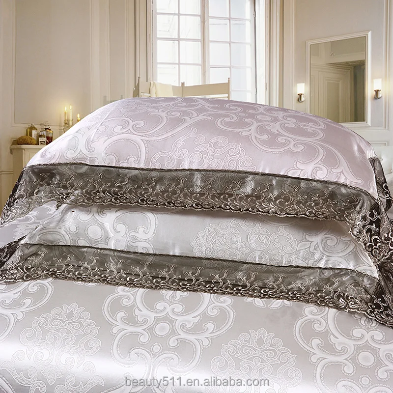 Bedding setduvet covers pillow cases and bed sheets model jacquard lace 4pcs bed sheet set BSS10