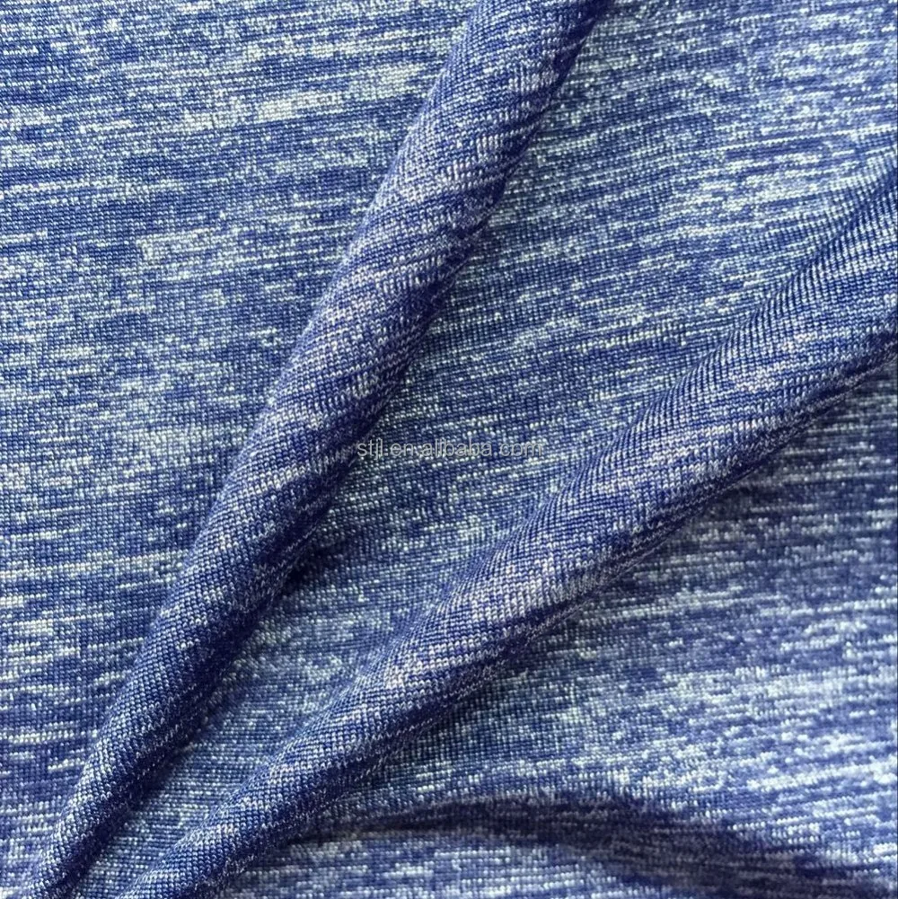 Sports bra solution dye melange wicking nylon polyester blended with spandex single jersey fabric