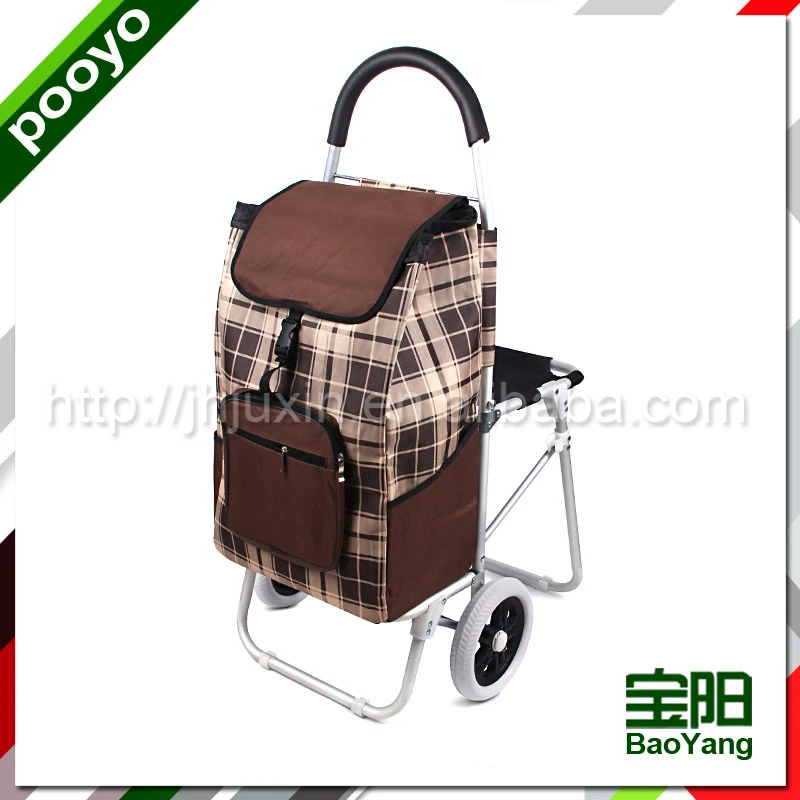 Portable shopping cart with bag and seat shopping trolley