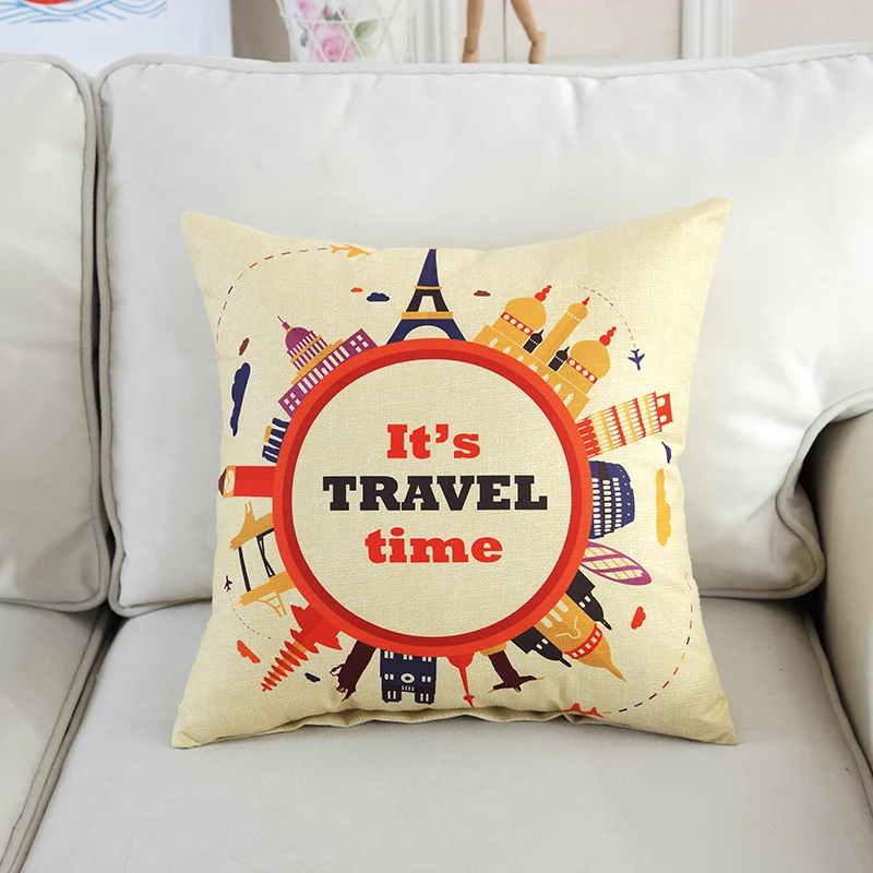 Wholesale Lovely Animal Printed Plain Natural Linen Cushion Cover With Office