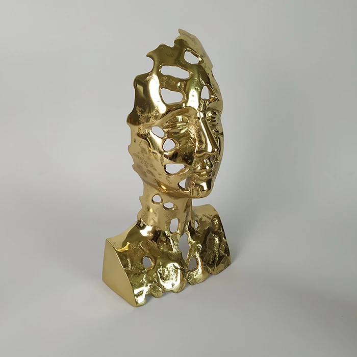 abstract  art decoration metal brass  woman face sculpture sculpture