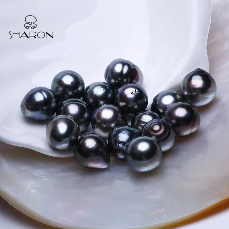 
High Luster 10-11mm Grade AA Near Round Drop Rice Black Seawater Tahitian Pearl 