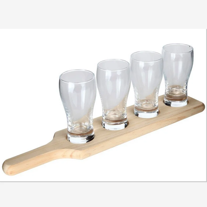 Customized size wooden shot glass drink holder tray