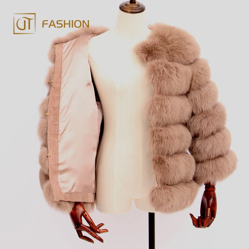 Cheap price jtfur real fox fur warm colorful plus big size wholesale fox fur coat