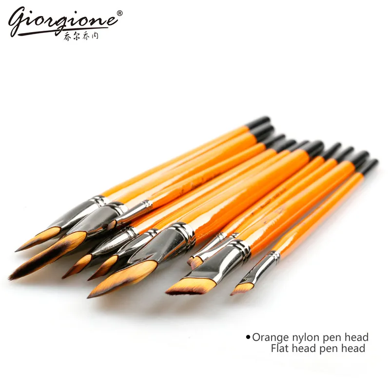 Giorgione Nylon Hair Wood Handle Copper Ferrule Artist Painting Brush Set