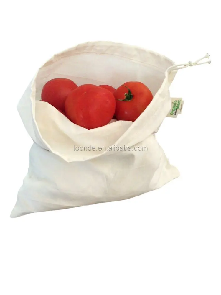Organic cotton gauze produce drawstring package bag