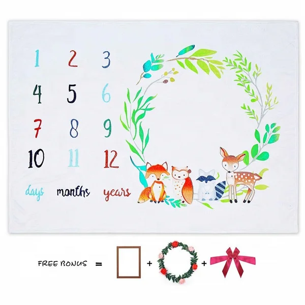 All Natural Super Soft Plush 12 Months Baby Blanket For Photography Prop Fashion New Born Infant Milestone Monthly Baby Blanket