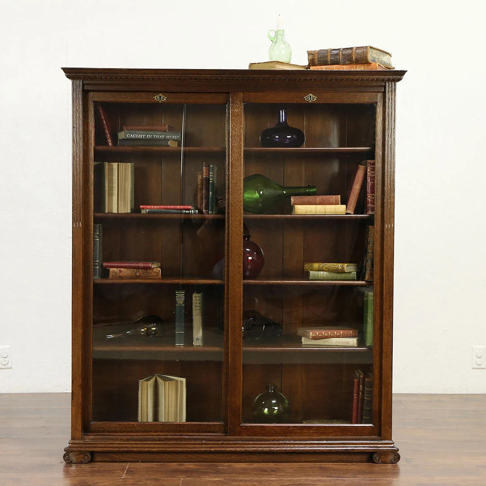 
supermarket l shaped modern solid oak bookcase with glass doors 